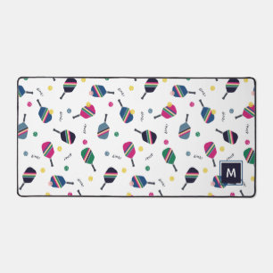 Pickleball Personalized Monogram Blue Green Pink Desk Mat