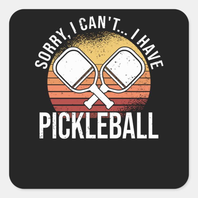 Pickleball Pickball Player No Time Retro Square Sticker (Front)