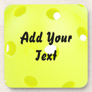 Pickleball Pickle Ball Yellow Customise Personaliz Coaster