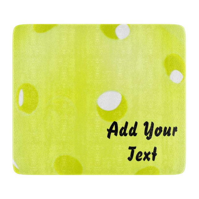 Pickleball Pickle Ball Yellow Customise Personaliz Cutting Board (Front)
