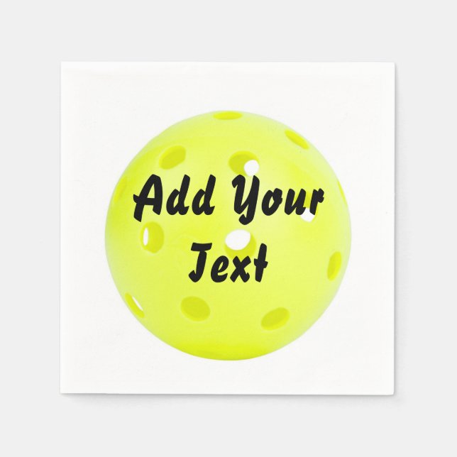 Pickleball Pickle Ball Yellow Customise Personaliz Napkin (Front)