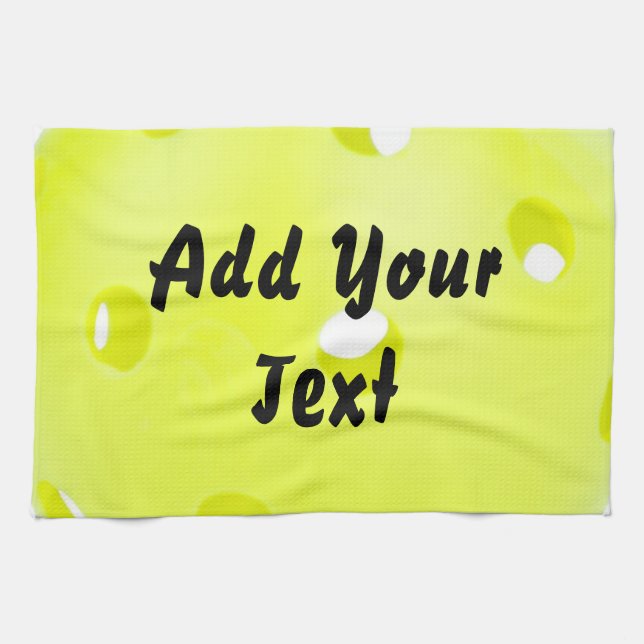 Pickleball Pickle Ball Yellow Customise Personaliz Tea Towel (Horizontal)