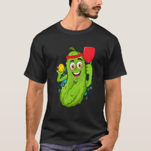 Pickleball Pickle Paddle  Cucumber Player Vegan T-Shirt