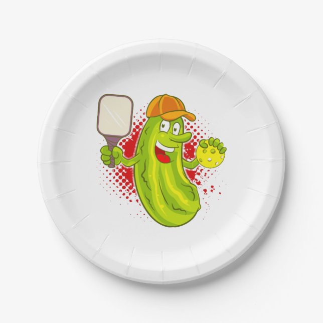 Pickleball Pickle Player  Paper Plate (Front)
