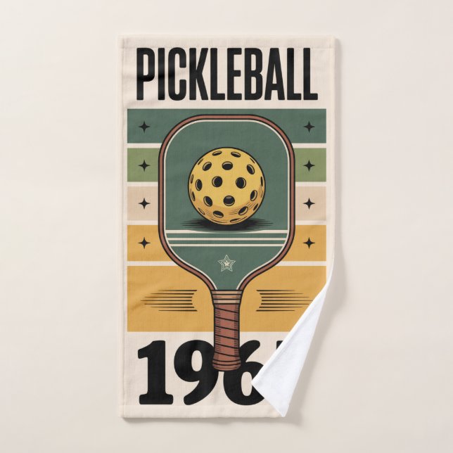 Pickleball Pickleball 1965 Vintage Paddle Graphic Hand Towel (Hand Towel)