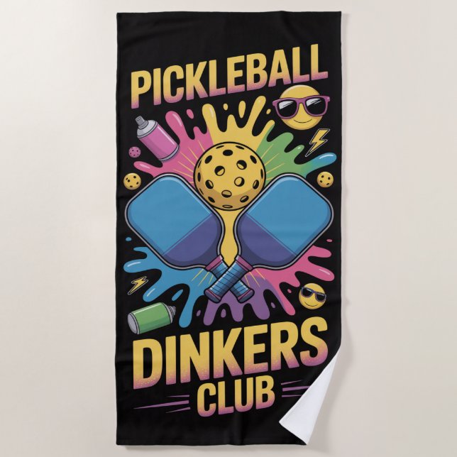 Pickleball Pickleball Dinkers Club Graffiti Beach Towel (Front)