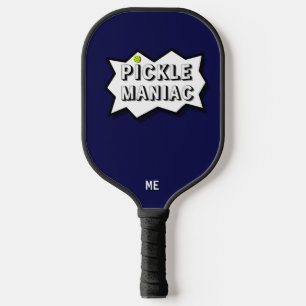 Pickleball PickleManiac Funny Comic Blue  Paddle