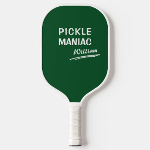 Pickleball PickleManiac Name Modern Funny Green Paddle