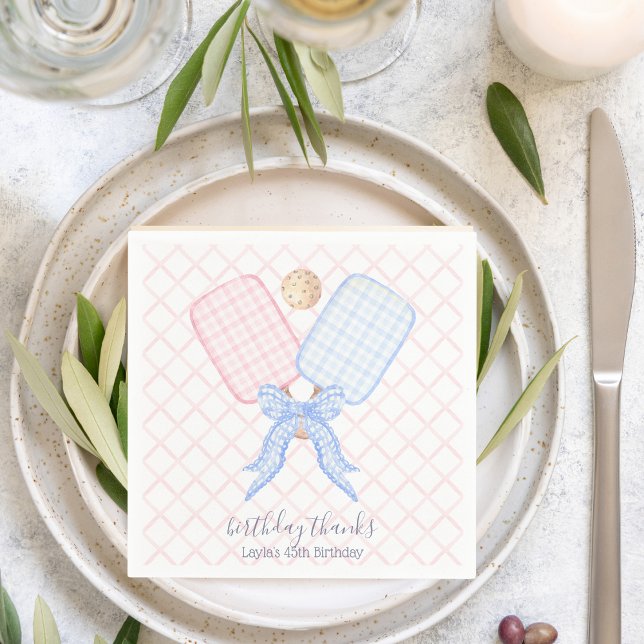 Pickleball Pink Blue Coquette  Napkin (Creator Uploaded)