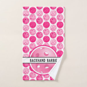 Pickleball Pink & White Pickleballs Personalised  Hand Towel