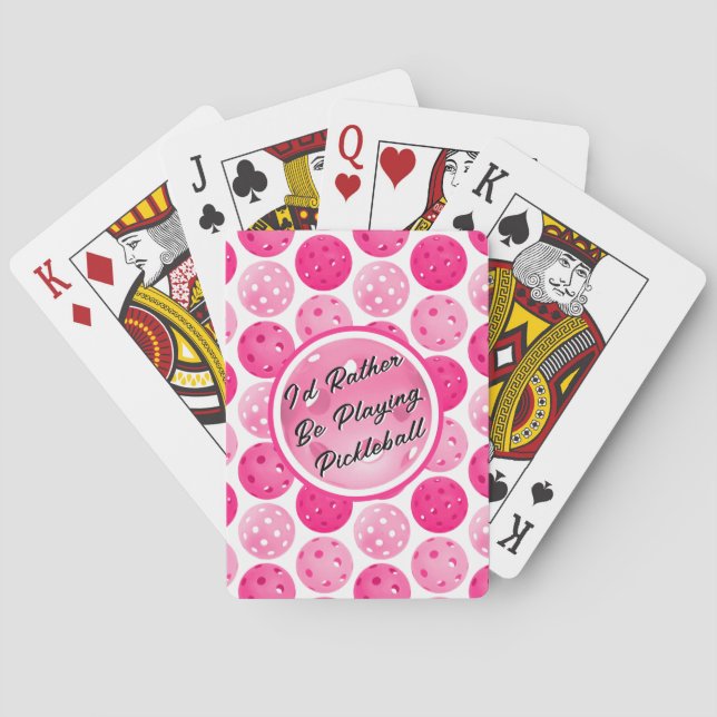 Pickleball Pink & White Pickleballs Personalised  Playing Cards (Back)