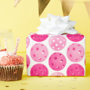 Pickleball Pink & White Pickleballs Personalised  Wrapping Paper
