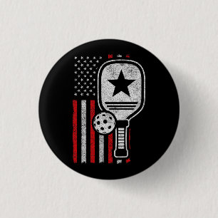 Pickleball Player - American Flag Pickleball - Pic 3 Cm Round Badge