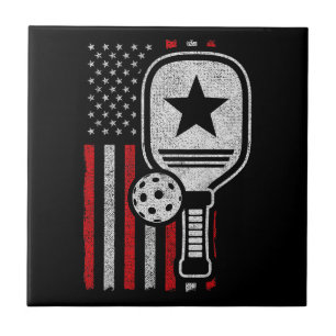 Pickleball Player - American Flag Pickleball - Pic Ceramic Tile