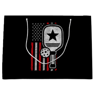 Pickleball Player - American Flag Pickleball - Pic Large Gift Bag