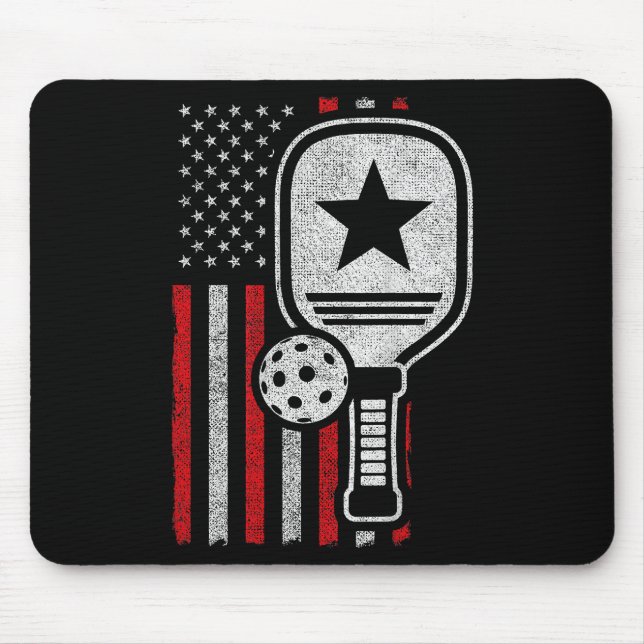 Pickleball Player - American Flag Pickleball - Pic Mouse Pad (Front)