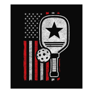 Pickleball Player - American Flag Pickleball - Pic Photo Print