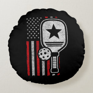 Pickleball Player - American Flag Pickleball - Pic Round Cushion