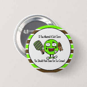 Pickleball Player Chocolate Soft Serve Green Funny 6 Cm Round Badge