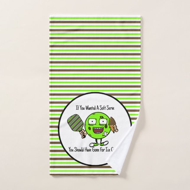 Pickleball Player Chocolate Soft Serve Green Funny Hand Towel (Hand Towel)