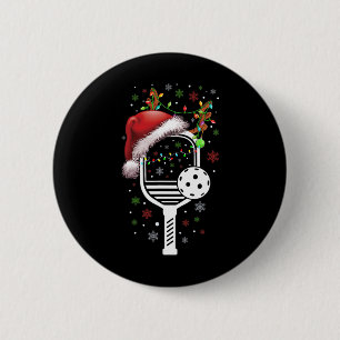 Pickleball Player Christmas Holiday Reindeer Xmas 6 Cm Round Badge