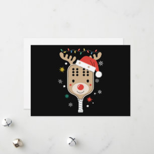 Pickleball Player Christmas Holiday Reindeer Xmas  Card