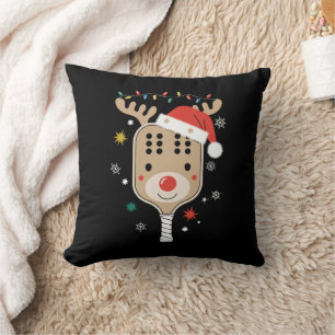 Pickleball Player Christmas Holiday Reindeer Xmas  Cushion