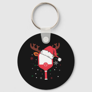 Pickleball Player Christmas Holiday Reindeer Xmas  Key Ring
