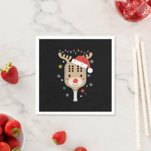Pickleball Player Christmas Holiday Reindeer Xmas Napkin