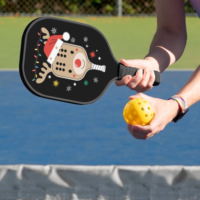 Pickleball Player Christmas Holiday Reindeer Xmas  Pickleball Paddle (Insitu)