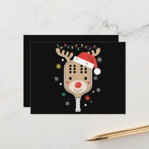 Pickleball Player Christmas Holiday Reindeer Xmas Postcard