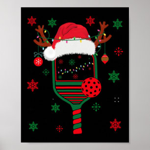 Pickleball Player Christmas Holiday Reindeer Xmas  Poster