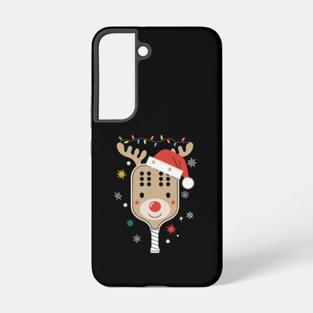Pickleball Player Christmas Holiday Reindeer Xmas  Samsung Galaxy S22 Case (Back)