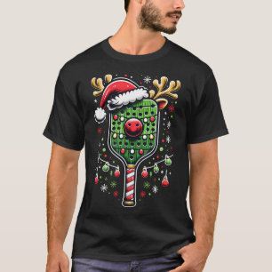 Pickleball Player Christmas Holiday Reindeer Xmas  T-Shirt