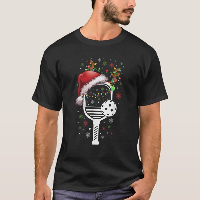 Pickleball Player Christmas Holiday Reindeer Xmas  T-Shirt (Front)