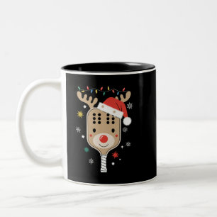 Pickleball Player Christmas Holiday Reindeer Xmas  Two-Tone Coffee Mug