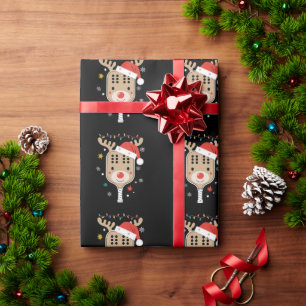 Pickleball Player Christmas Holiday Reindeer Xmas Wrapping Paper