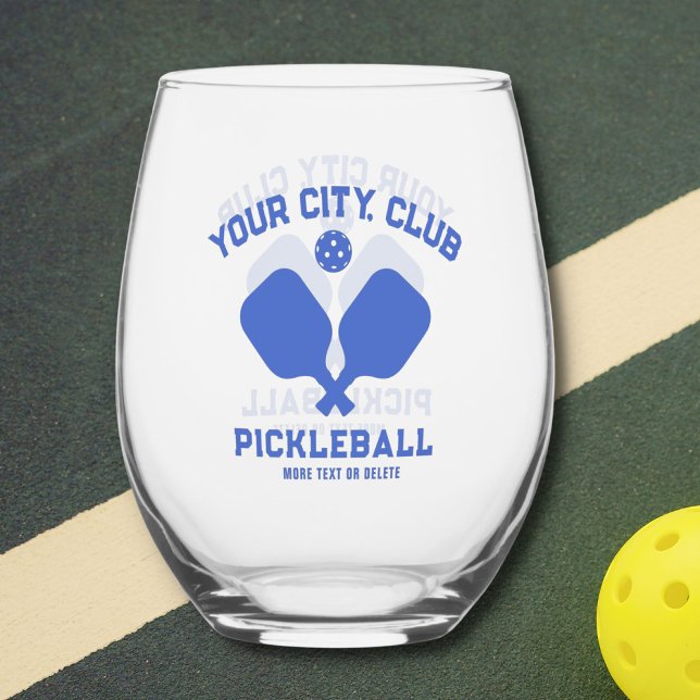 Pickleball Player Club Team Name Personalised Stemless Wine Glass (Creator Uploaded)