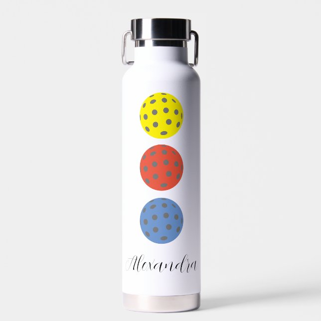 Pickleball Player Custom Name Water Bottle (Front)