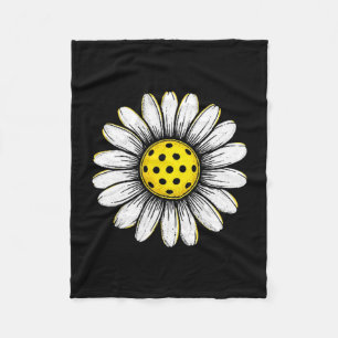 Pickleball player daisy flower paddleball pickle fleece blanket