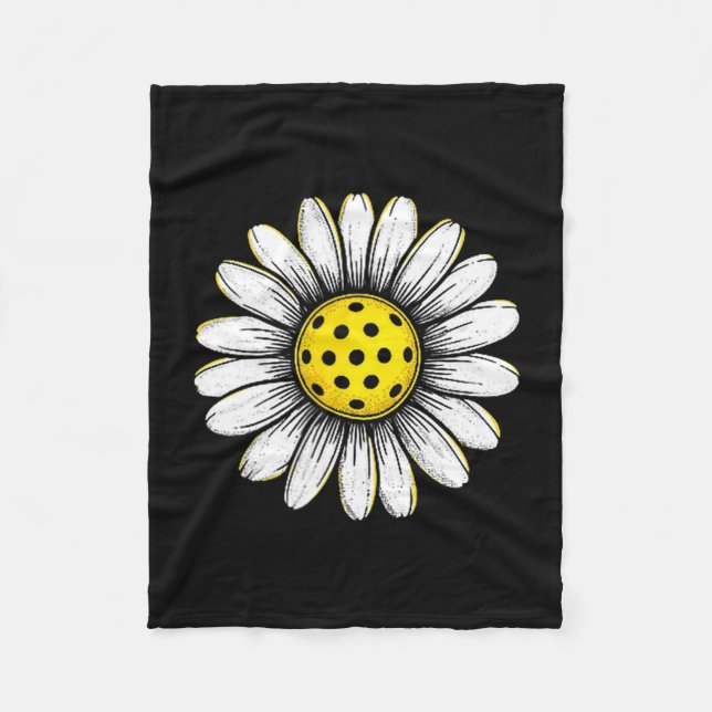 Pickleball player daisy flower paddleball pickle fleece blanket (Front)
