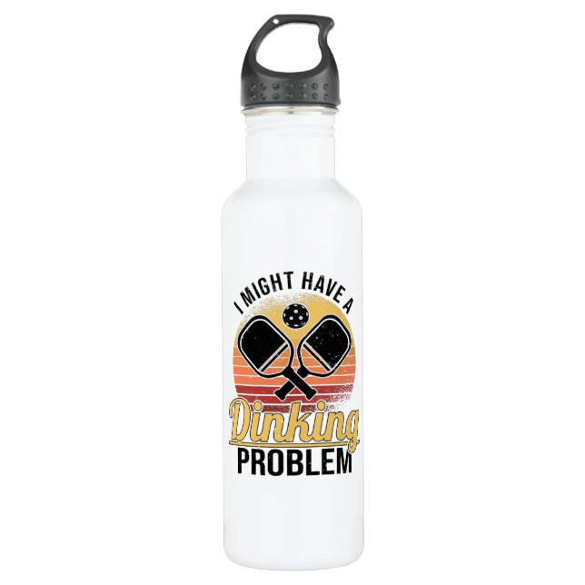 Pickleball Player Dinking Love Pickleball Retro 710 Ml Water Bottle (Front)