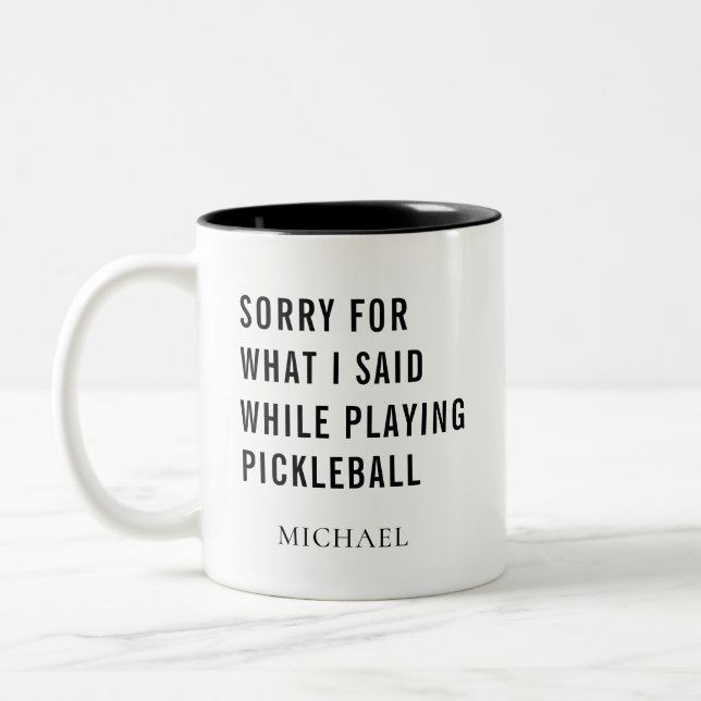 Pickleball Player Gag Personalised Two-Tone Coffee Mug (Left)