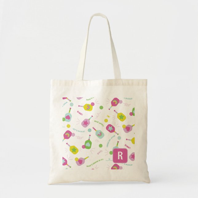 Pickleball Player Gift for Her Pink Personalised  Tote Bag (Front)