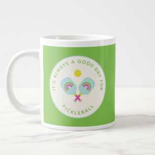 Pickleball Player Gift Rainbow Paddles Custom Large Coffee Mug