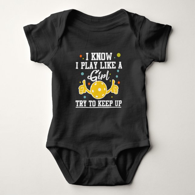 Pickleball Player Girl Sport Athlete Humor Baby Bodysuit (Front)
