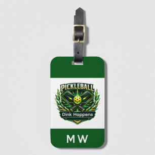 Pickleball Player Logo Monogrammed Luggage Tag