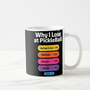 Pickleball player losing reasons infographic joke coffee mug