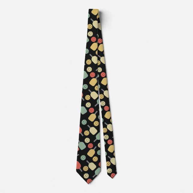 Pickleball Player Paddle and Ball Pattern Tie (Front)