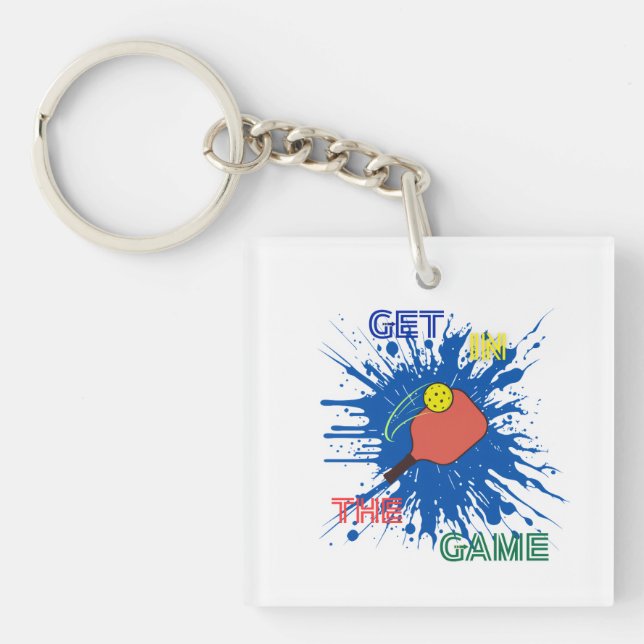 Pickleball player paddle sport game  key ring (Front)